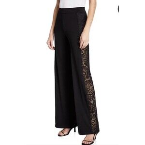 Anatomie Black Lace Panel Wide Leg Pants Size Large